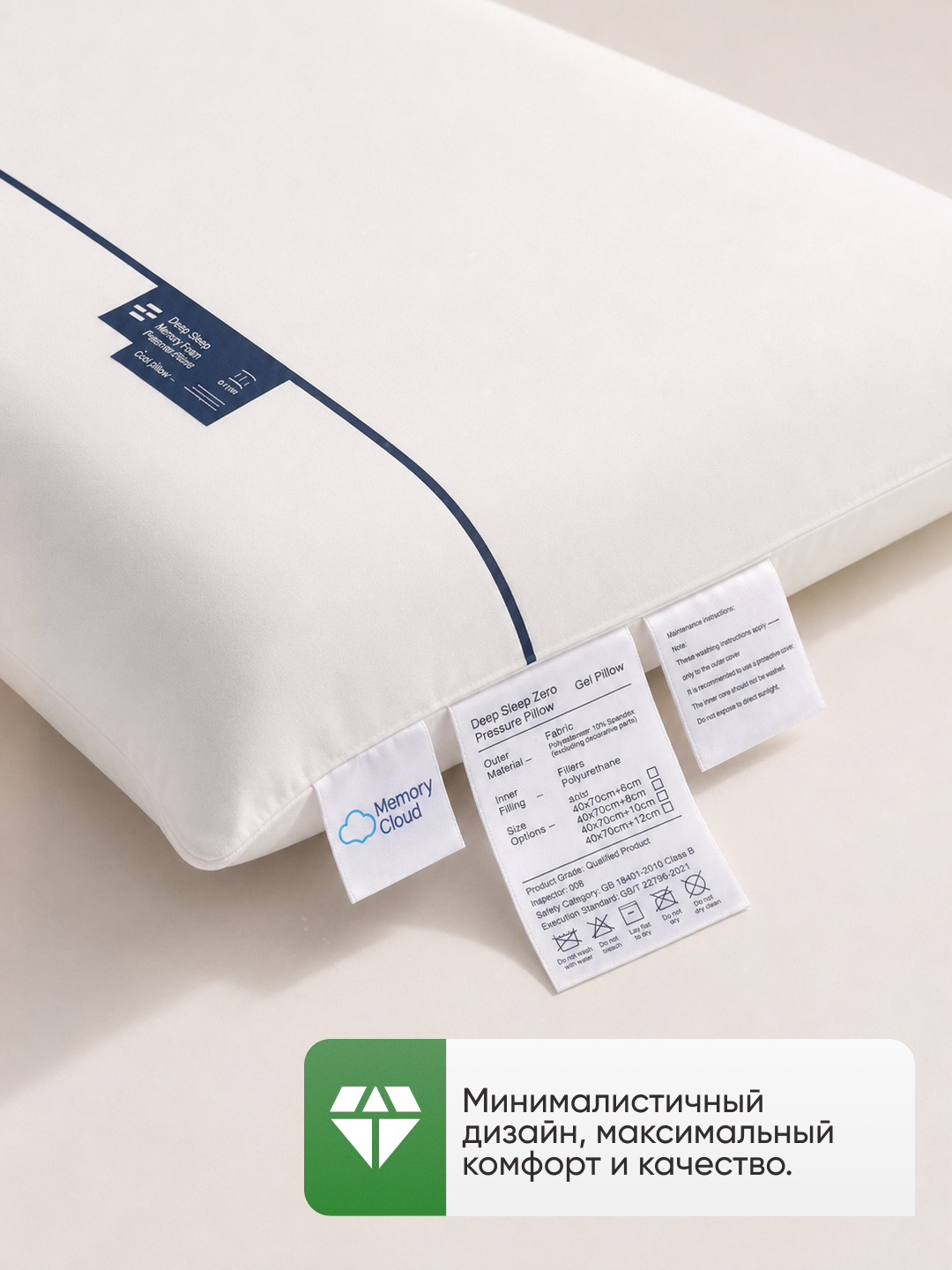 To‘plamda 1-2 ta ortopedik yostiq, Memory Foam 65x40 sm o‘lchamdagi anatomik uyqu yostig‘i