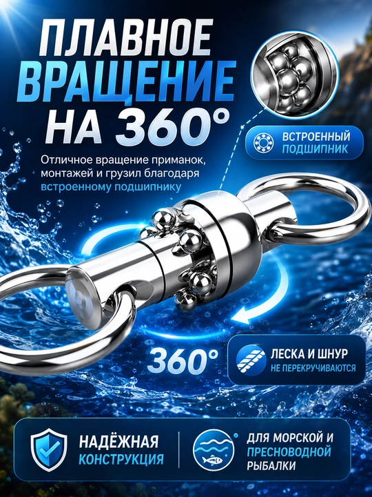 Вертлюги рыболовные c застежкой