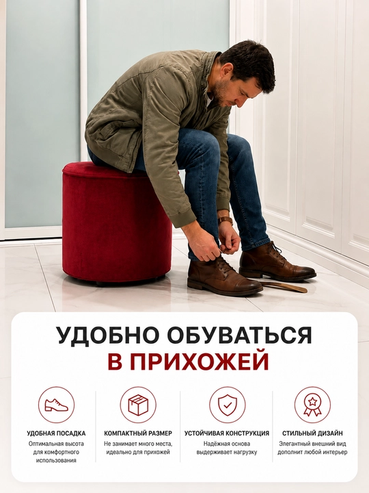 Мягкий пуфик в современном стиле
