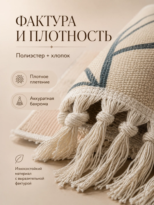 Pol va divan uchun gilamcha 150×90 sm, poliester va paxta, popukli