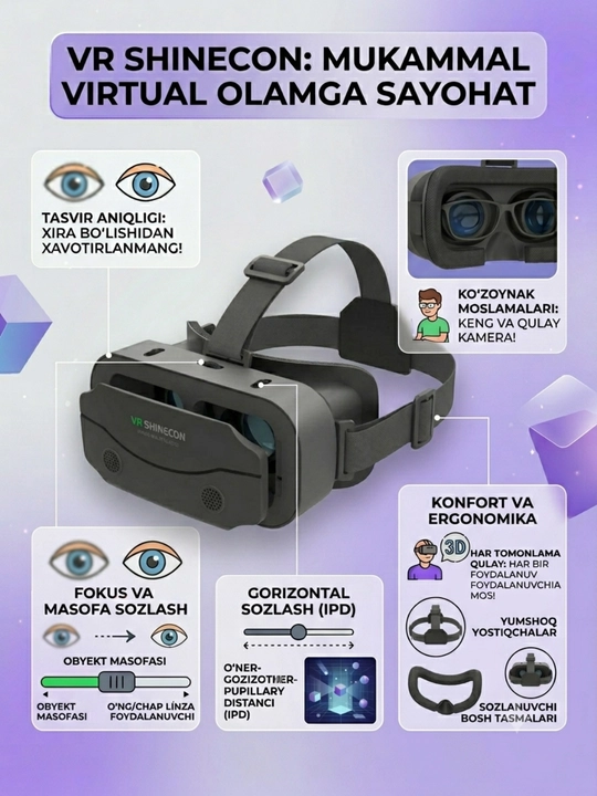 Очки виртуальной реальности VR SHINECON, есть датчик гироскопа