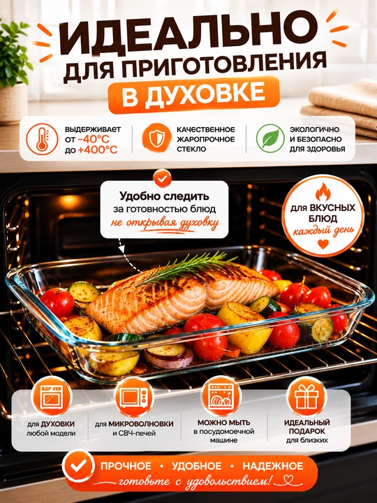 Стеклянная посуда для запекания в духовке, жаропрочная
