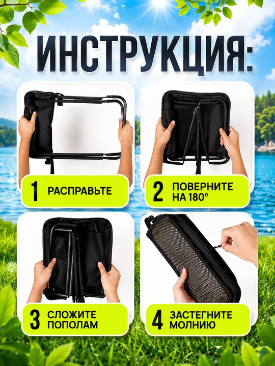 Складной туристический стул для рыбалки, сумочка