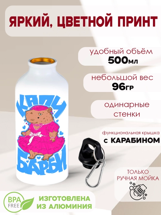 Karabinli alyuminiy suv idishi, 500 ml