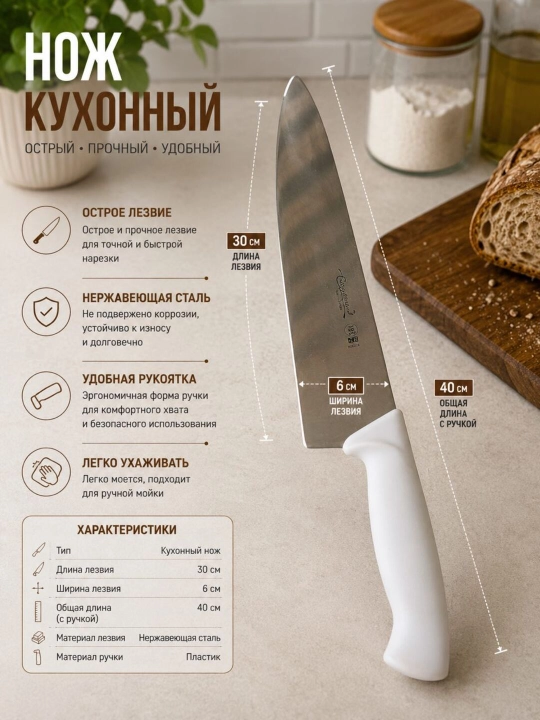Профессиональный кухонный нож 30 см - 