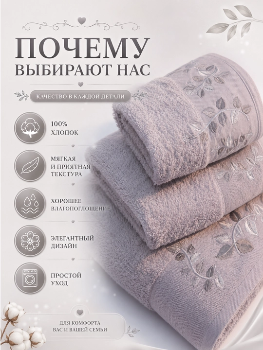 Набор банных, лицевых и ручных полотенец из 100% хлопка