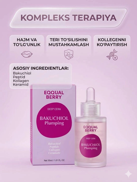 EQQUAL Berry Deep Cera Bakuchiol Plumping Serum, 30 ml, yuz serumi - 