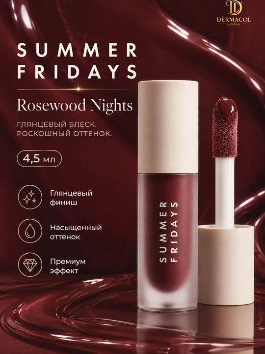 Питательное масло-блеск для губ Summer Fridays, тон Rosewood Night, 4.5 мл - 