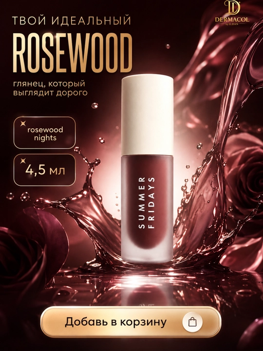 Питательное масло-блеск для губ Summer Fridays, тон Rosewood Night, 4.5 мл