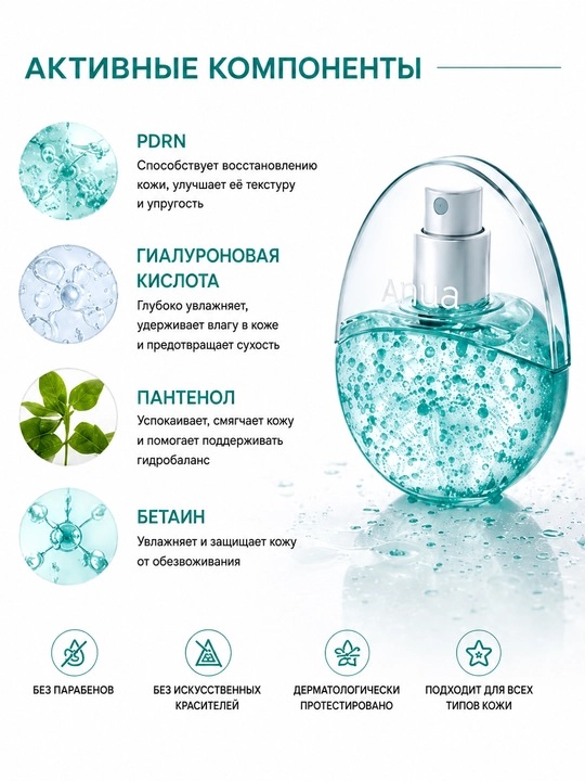 Anva PDRN Hyaluronic Acid Hydrating Capsule Mist, увлажняющий мист для лица, 30 мл
