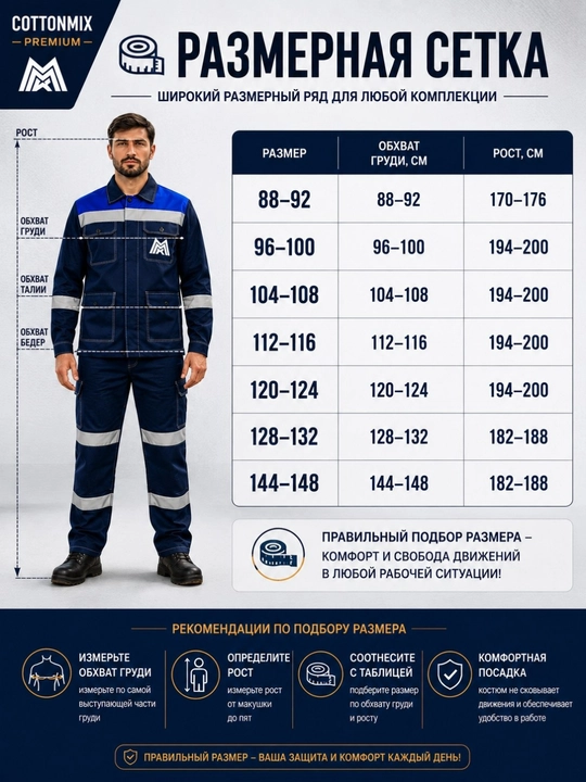 Erkaklar ishchi kostyumi Cottonmix Premium OПЗ va МВ himoyasi uchun, kurtka va shim