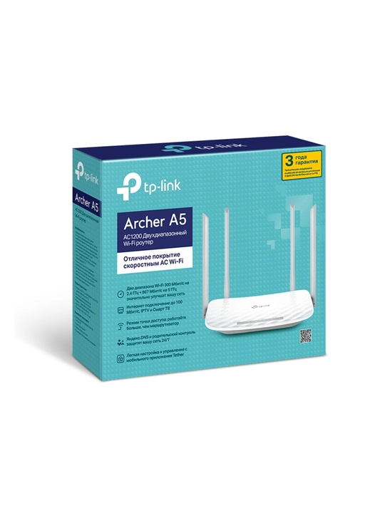 Wi-Fi router TP-Link Archer A5, Wi-Fi 5, AC1200, 2.4/5 GGs, 4 ta antenna