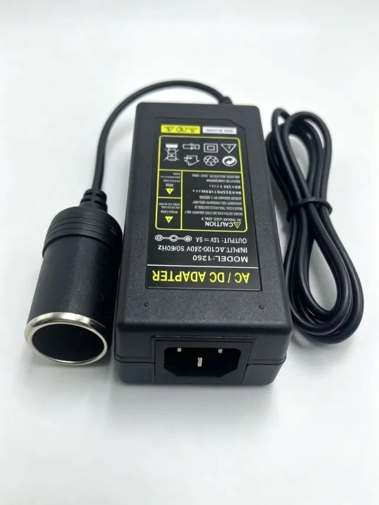 Адаптер питания 220-12V 5A с гнездом прикуривателя /преобразователь напряжения