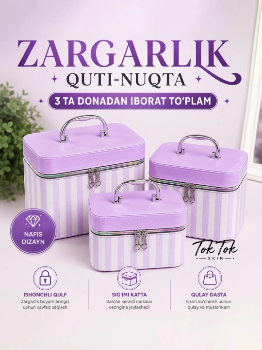 Zargarlik buyumlari va aksessuarlar uchun 3 ta 1 da matryoshka qutichalar toʻplami - 