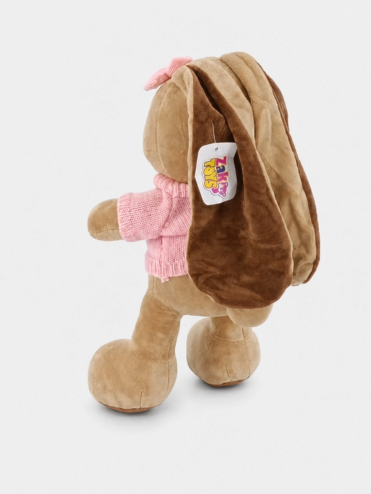 Uzun quloqli Yumshoq o'yinchoq quyoncha pushti sviterda, Zak Toys