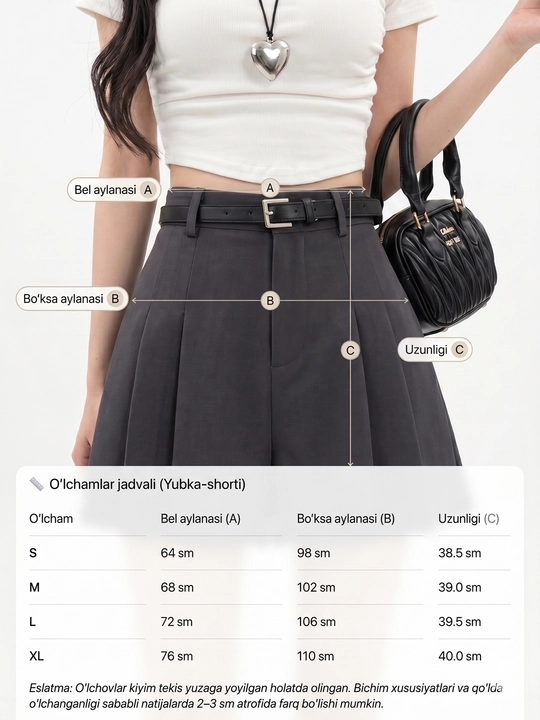 Ayollar yubkasi mini klassik yuqori bel, yubka-shorti, o'lcham XS-2XL, yozgi, maktab