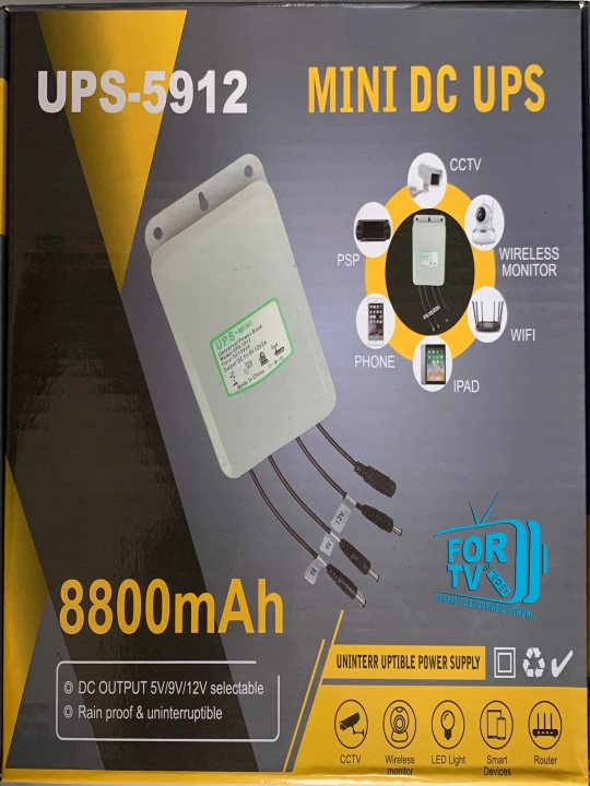 Mini UPS. 5V, 9V, 12V 2A. Router, kamera, domofon va boshqa qurilmalar uchun POWERBANK