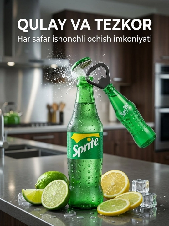 Открывашка для бутылок, магнитный сувенир Sprite на холодильник - 