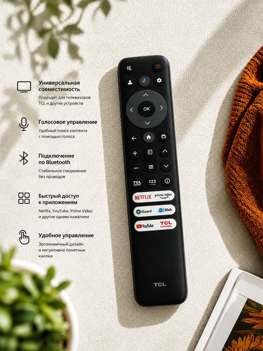 TCL Smart TV uchun universal Bluetooth pult, ovozli boshqaruv - 
