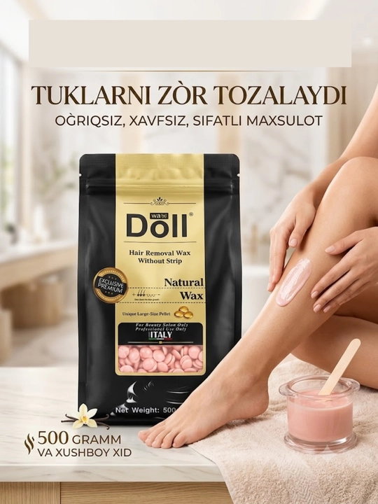 DOLL Italiya depilyatsiya voski, 500 g — tuklarni samarali olib tashlash va silliq teri - 