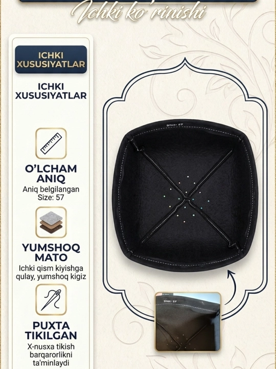 Oʻzbek milliy doʻppilari, Margʻilon nusxa, erkak va bolalar, qizlar uchun 52/57 gacha mavjud