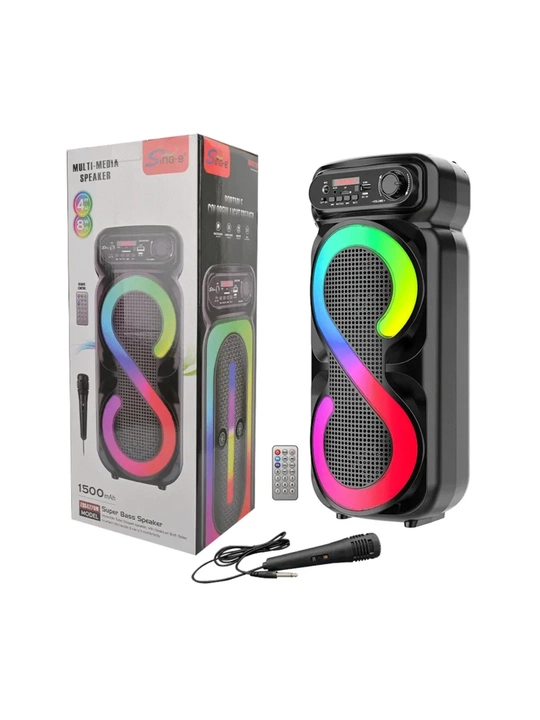 Katta Bluetooth simsiz kolonka, karaoke, RGB yoritish, mikrofon va pult bilan