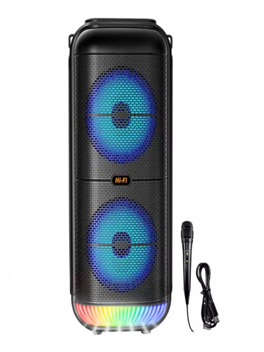 Katta Bluetooth simsiz kolonka, karaoke, RGB yoritish, mikrofon va pult bilan