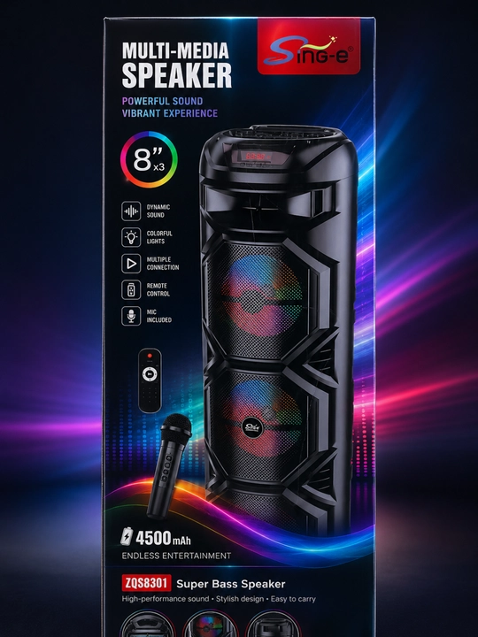 Katta Bluetooth simsiz kolonka, karaoke, RGB yoritish, mikrofon va pult bilan