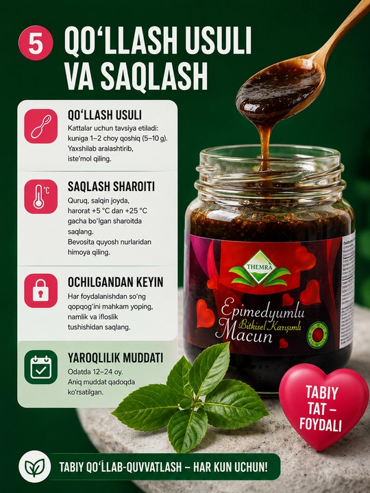 Erkak va ayollar salomatligini tiklovchi epimediumli pasta Themra Epimedyumlu macun, 240 g