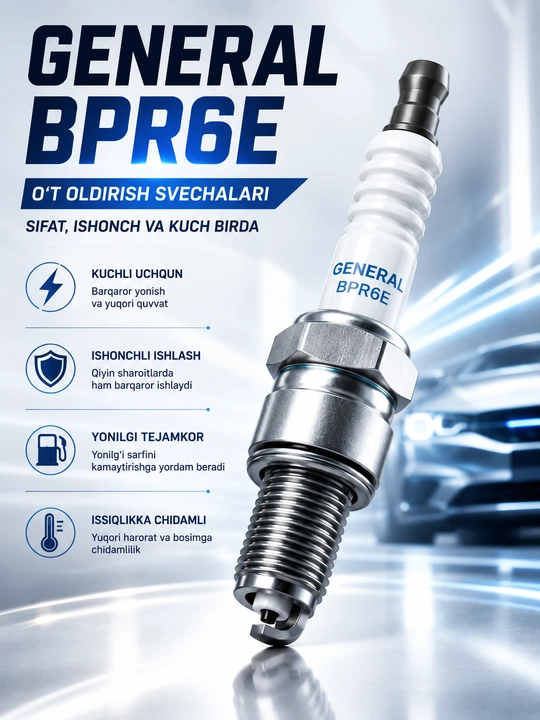 Свечи зажигания GENERAL BPR6E для бензинового двигателя автомобиля, комплект 4 штуки