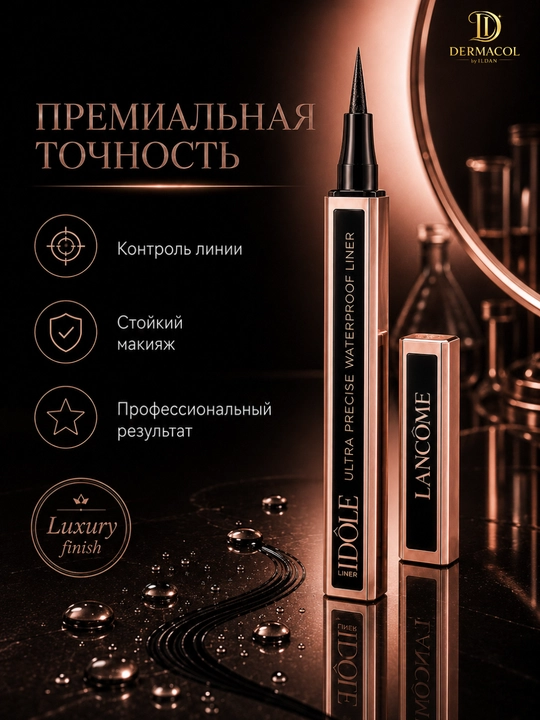 Водостойкая подводка для глаз тонкий наконечник, не стирается, чёткая линия, Lancôme Idôle