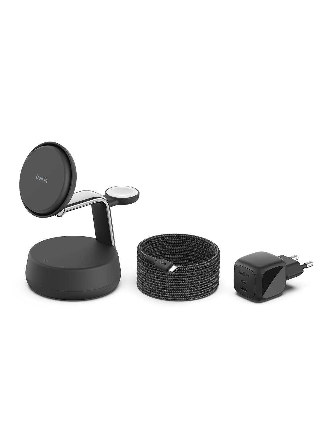 Belkin Qi2 25W simsiz quvvatlash stansiyasi,3 in 1,quvvat bloki bilan, magnitli quvvatlash