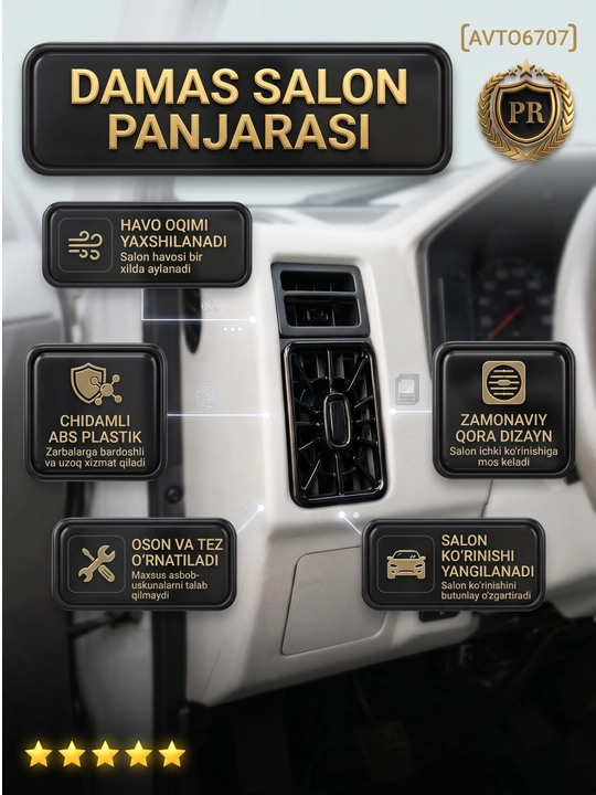 Mers uslubidagi havo deflektori Nexia 3, Spark, Matiz, Damas, Labo uchun, 1, 2,  4 dona