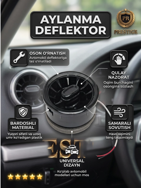 Mers uslubidagi havo deflektori Nexia 3, Spark, Matiz, Damas, Labo uchun, 1, 2,  4 dona - 
