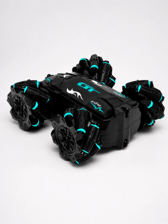 Tryukli mashina-pervertish 360° RC, pultli, jest bilaguzuk, drift, joystik, chiroqli toy
