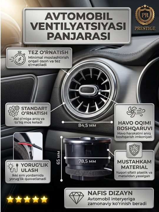 Воздуховоды дефлекторы в стиле Мерседес для Nexia 3, Spark, Matiz, Damas, Labo, 1, 2, 4 шт