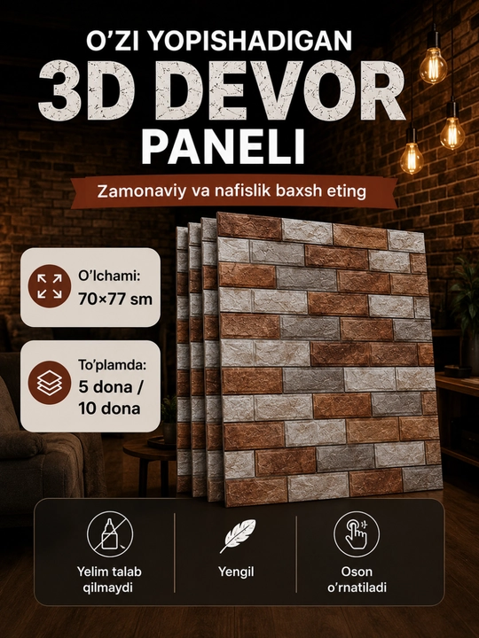Oʻzi yopishadigan aboy, oshxona uchun aboy va 3D pvx panel - 