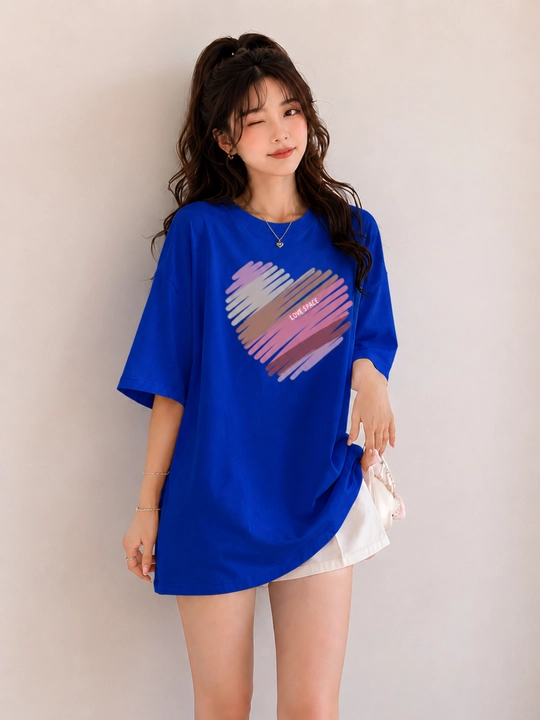 Женская футболка oversize с модным принтом, свободная посадка