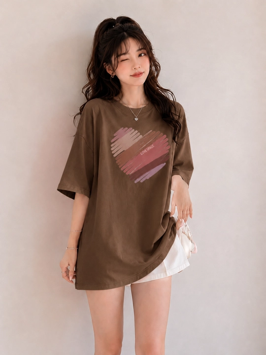 Женская футболка oversize с модным принтом, свободная посадка