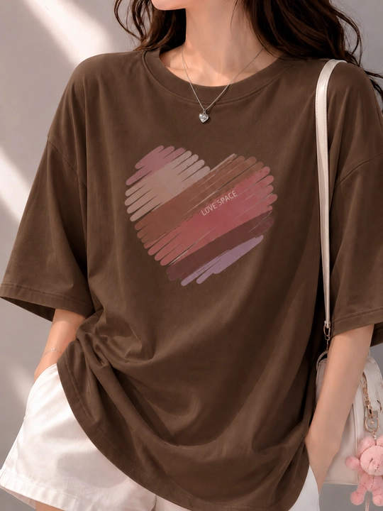 Женская футболка oversize с модным принтом, свободная посадка