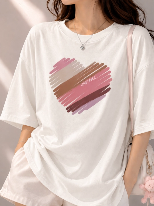 Женская футболка oversize с модным принтом, свободная посадка