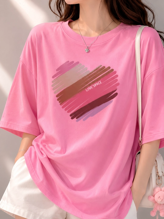 Женская футболка oversize с модным принтом, свободная посадка