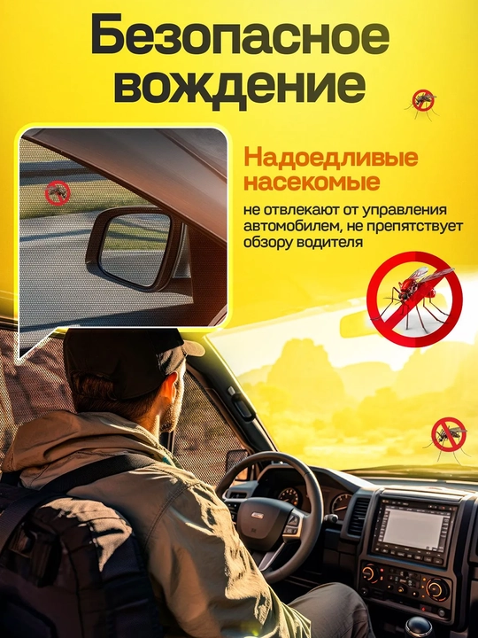 Антимоскитные сетки на окна автомобиля, комплект 4 шт
