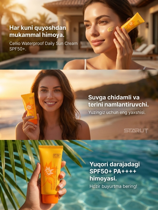 Yuz uchun namlantiruvchi va quyoshdan himoya qiluvchi krem, SPF 50+