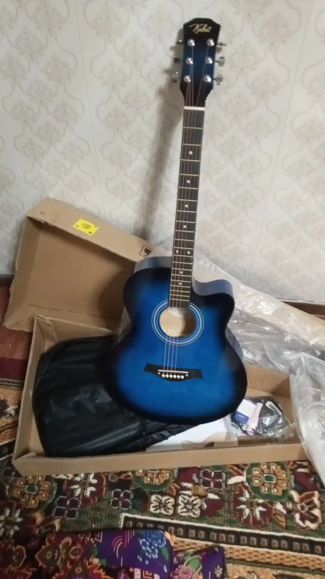 Kabat 40-Dyumli Akustik Gitara 6 torli, boshlovchilar uchun, to'plam 12 tasi 1 da, 105-sm