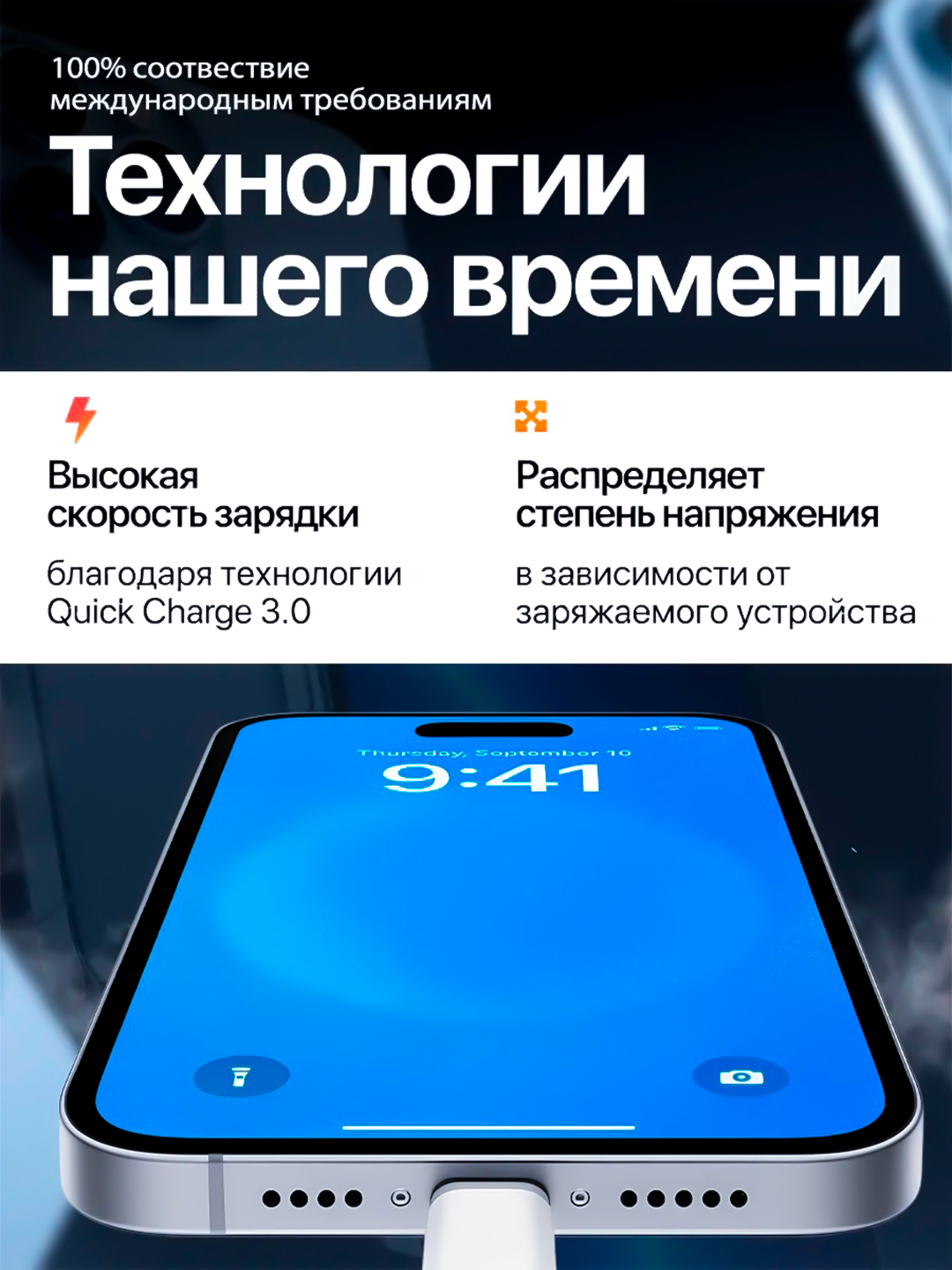 Зарядное устройство для iPhone, быстрая зарядка 35 Вт, с кабелем Type-C —Type-C