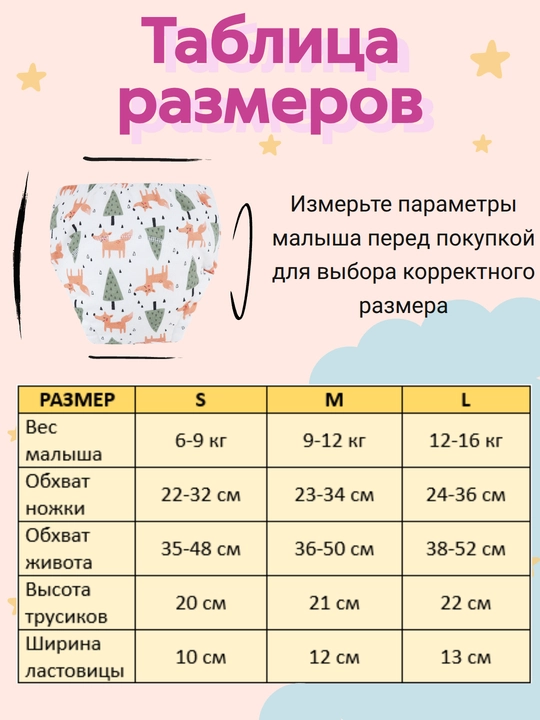 Kichkintoylar uchun ko‘p marta ishlatiladigan tagliklar va trusiklar, 3 dona to‘plam