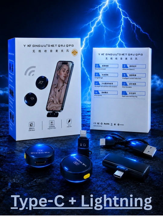 Беспроводной петличный микрофон для телефона Type-C / Lightning, для блогеров