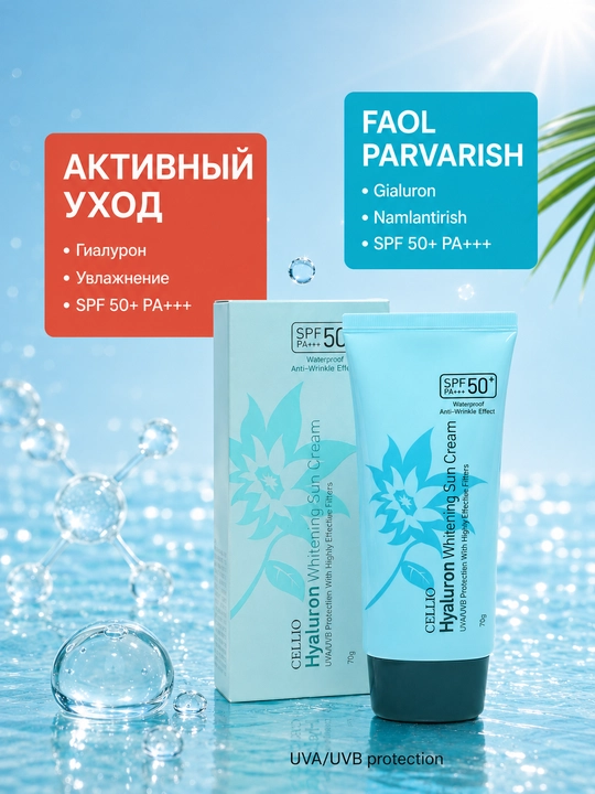 SPF 50+ yuz va tana uchun quyoshdan himoya kremi, namlantiruvchi, 70 g