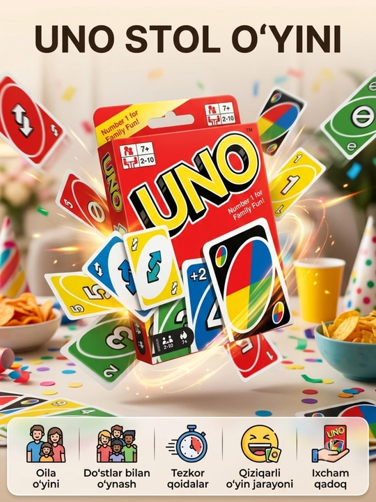 UNO karta o‘yini oila va do‘stlar uchun stol o‘yini qiziqarli karta o‘yini